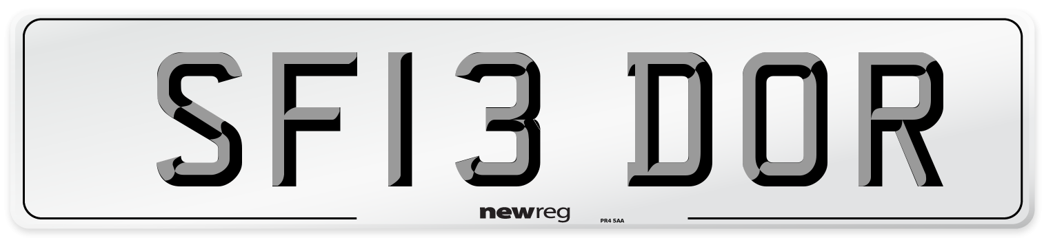 SF13 DOR Number Plate from New Reg